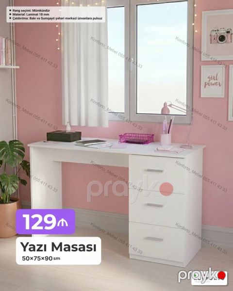 Düz masa, Stulsuz, Polkasız, Siyirməli, Sadə laminat — Bakı