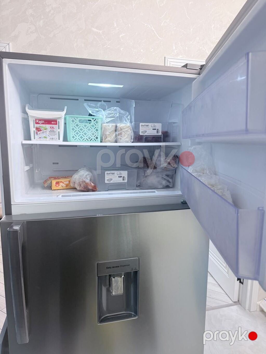 Samsung iki qapılı soyuducu (üstdə dondurucu), inox rəng. 1il yarım — Soyuducular, Bakı (4)