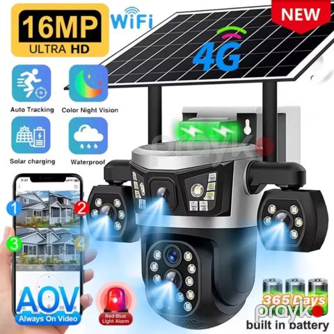 4 kamera qoṣa günəṣ paneli 4G sim kartlı 16mp/4k — Bakı