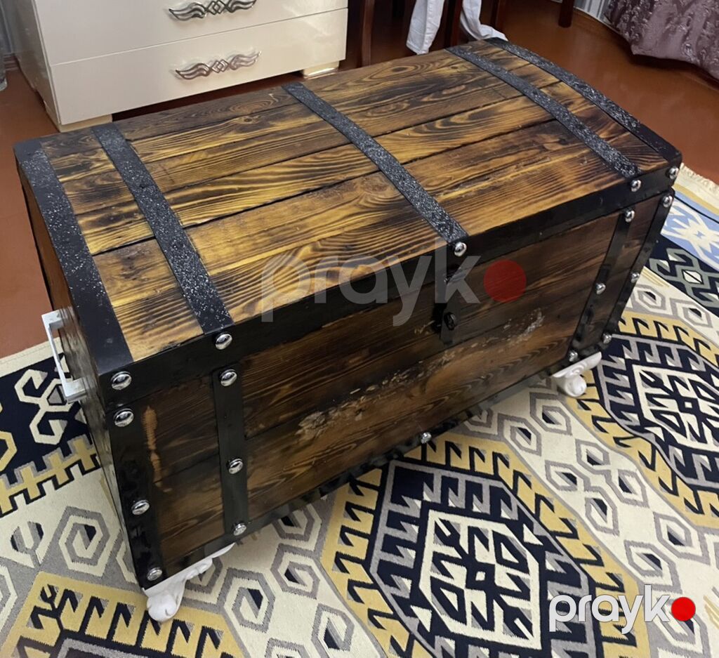 Rustik üslubda taxta sandıq/çay masası - Material: keyfiyyətli ağac — Pul qutusunun və şkatulyalar, Sumqayıt (5)