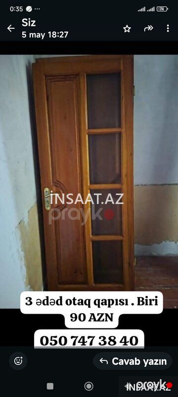 3 ədəd eyni ölçudə otaq qapıları satıram — Pəncərələr, qapılar, balkonlar, Bakı (2)
