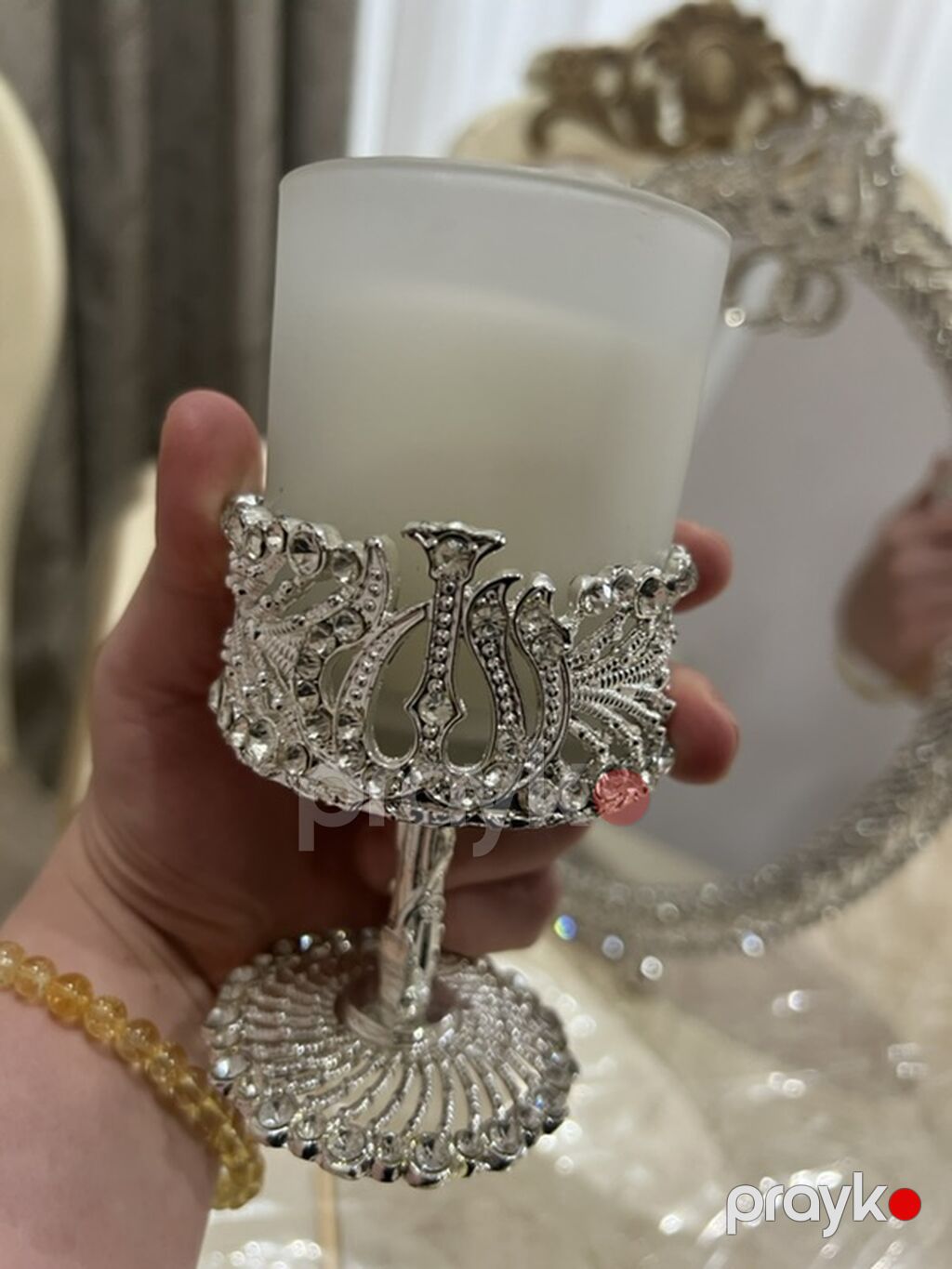 Zövqlü bəzəkli güzgü və şamlıq dəsti - Dəst: 1 ədəd dairəvi masaüstü — Eviniz üçün ətirləri, şamlar və şam tutacaqları, Bakı (4)