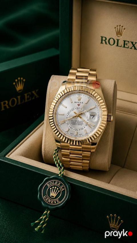 Rolex Sky-Dweller – qızıl korpus və qolbaqla lüks səyahət saatı — Mehdiabad