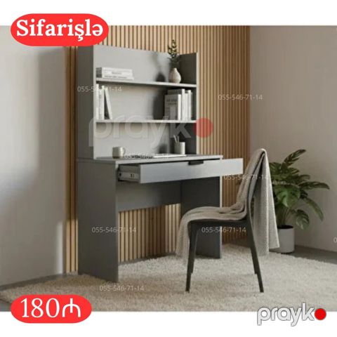 Sifarişlə hazırlanan iş/oxu masası və üst rəf bloku. Xüsusiyyətlər — Bakı