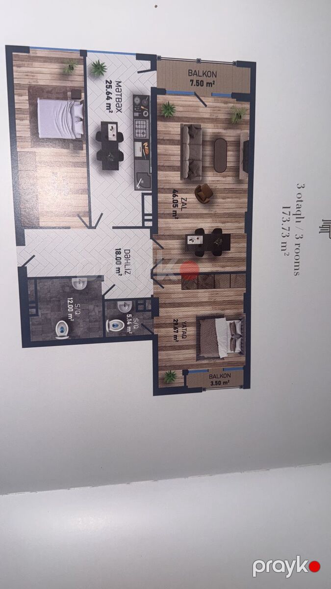 Satılır 4 otaqlı yeni tikili 175 m² — Mənzil, Bakı (6)