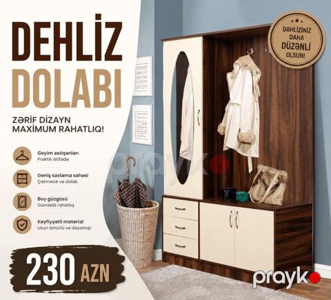 Dehliz Dolabı Zərif dizayn, maksimum rahatlıq axtaranlar üçün — Bakı