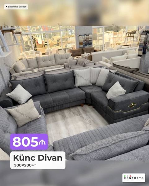 Künc divan – 300×200 sm - L‑şəkilli geniş dizayn, ailəvi istirahət və — 805 ₼ · Баку, Nərimanov · Divanlər Künc divan – 300×200 sm - L‑şəkilli geniş dizayn, ailəvi istirahət və — Баку
