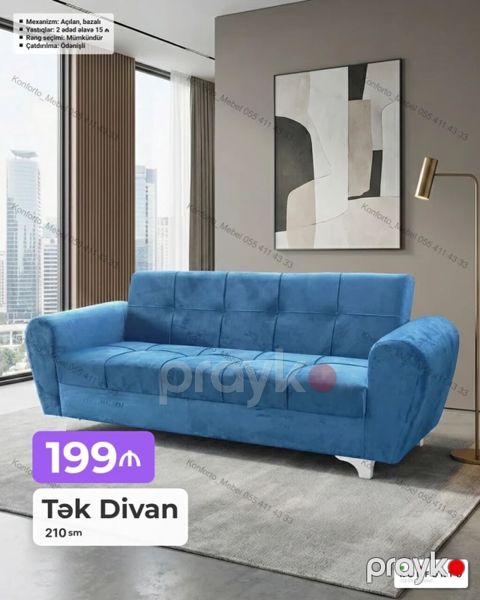Tək Divan – 210 sm - Rəng seçimi: mümkündür - Mexanizm: açılan — Bakı