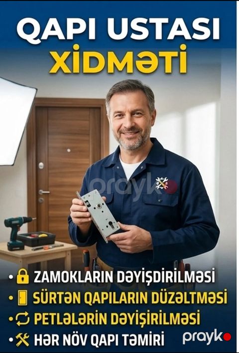Qapı ustası xidməti - kilidlər, petlələr, qapı təmiri — Gəncə