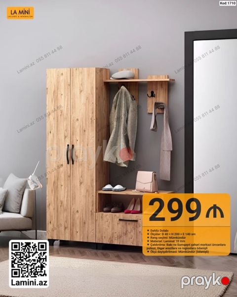 Dəhliz dolabı – La Mini (Kod: 1710) - Komplekt: şkaflı dəhliz — Bakı