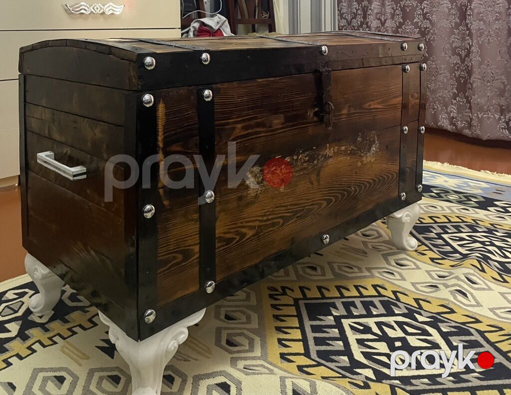 Rustik üslubda taxta sandıq/çay masası - Material: keyfiyyətli ağac — Pul qutusunun və şkatulyalar, Sumqayıt (6)