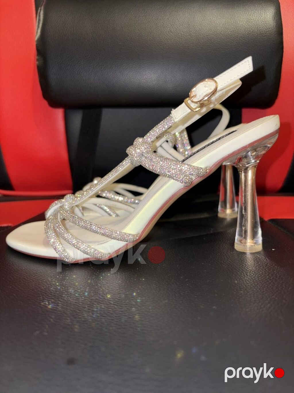 Madonna Premium qadın sandaleti - Rəng: ağ (üstündə gümüşü, parıltılı — Sandal, Bakı (3)