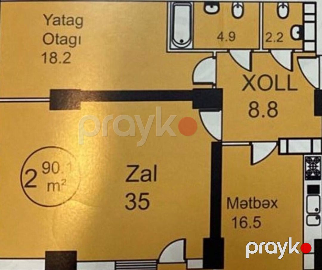 Satılır 2 otaqlı yeni tikili 91 m² — Mənzil, Bakı (2)