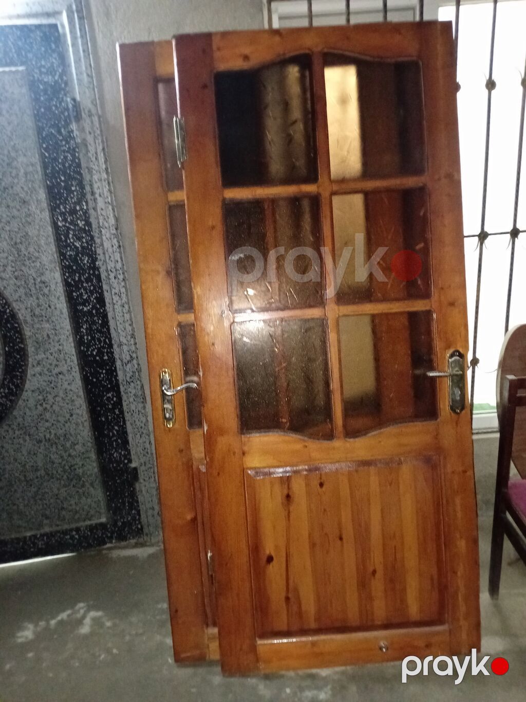 Taxta şüşəli qapı dəsti Biri 35 manat — Pəncərələr, qapılar, balkonlar, Bakı (3)