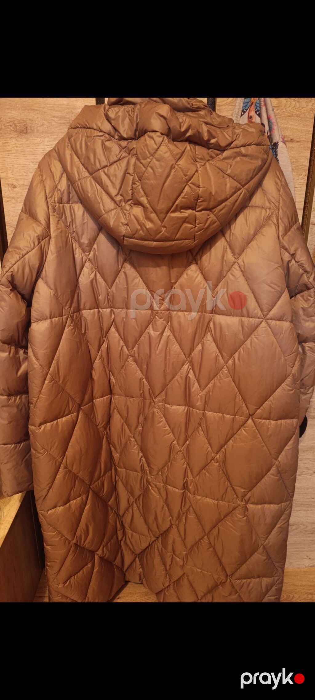 Qadınlar üçün uzun puffer palto – qəhvəyi/karamel rəngi — Palto, Sumqayıt (3)