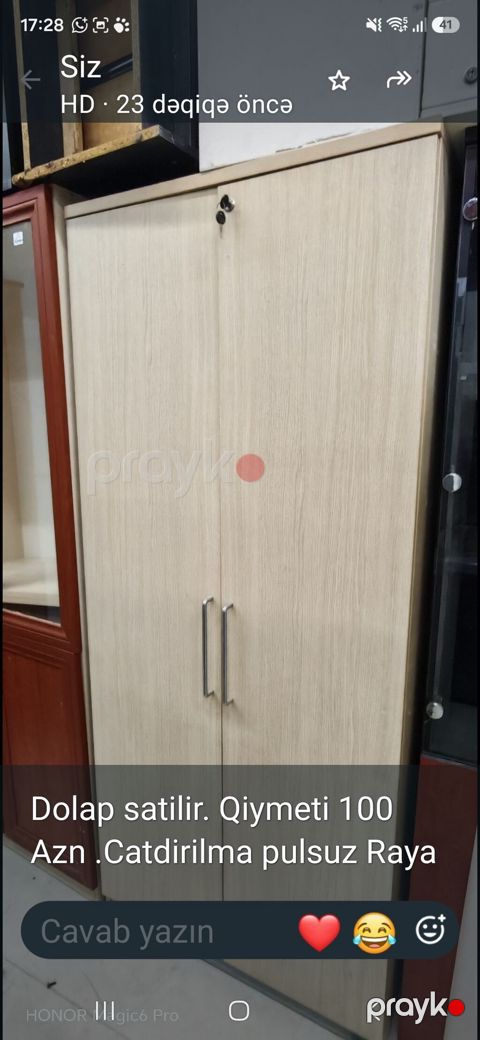İki qapılı dolab - Material: açıq ağac rəngli laminat - Dizayn: düz — Sumqayıt