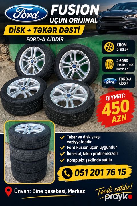 Ford Fusion üçün orijinal disk və təkər dəsti - Komplekt: 4 ədəd — Bakı