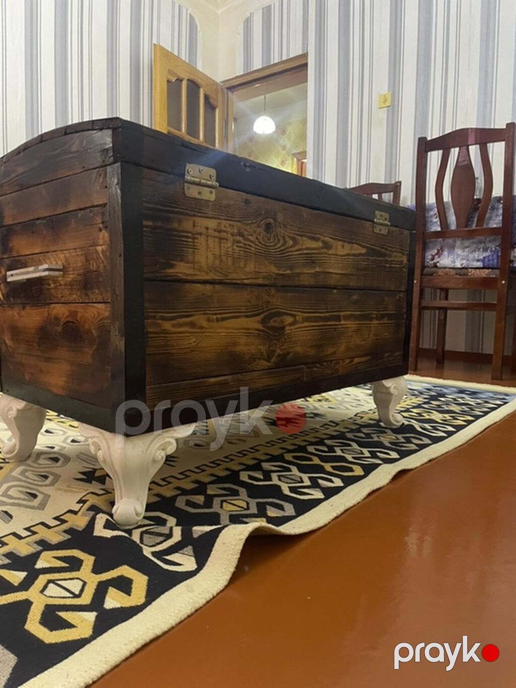 Rustik üslubda taxta sandıq/çay masası - Material: keyfiyyətli ağac — Pul qutusunun və şkatulyalar, Sumqayıt (3)