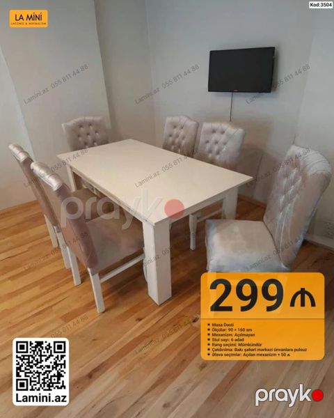 Masa dəsti – La Mini (Kod: 3504) - Tərkib: Yemək masası + 6 ədəd stul — Bakı