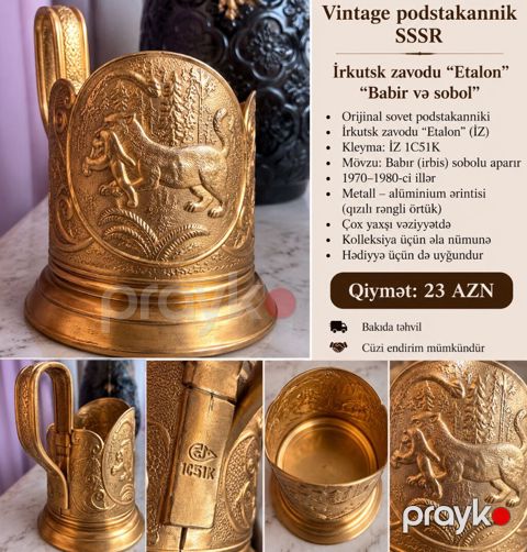 Vintage Ssri podstakanniki — “Babır və sobol” Orijinal sovet — Bakı