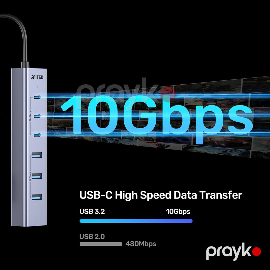 Unitek - uHUB S7+ — 3 Usb-c (10Gbps) və 4 Usb-a (5Gbps) portlu 7-si 1-də Usb-c hub — Periferik cihazlar, Bakı (10)