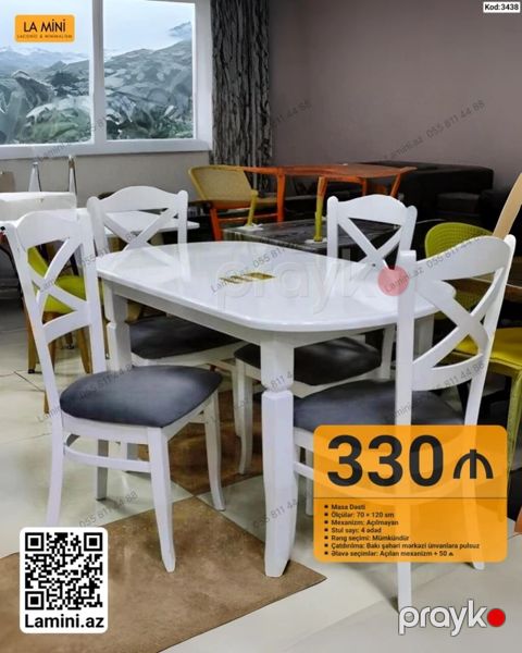 Masa Dəsti – La Mini - Dəst: Masa + 4 ədəd stul - Ölçü (masa): 70 — Bakı