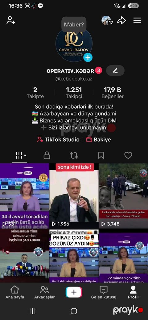 Xidmət: Operativ xəbər paylaşımı üçün TikTok səhifəsi — Siyəzən