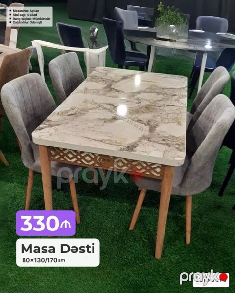 Masa Dəsti - Ölçü: 80×130/170 sm (açılan mexanizmli masa) - Masa — Bakı