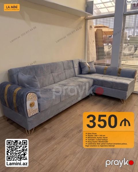 Künc divan – La Mini - Ölçülər: 260 160 sm - Mexanizm: açılan — Bakı