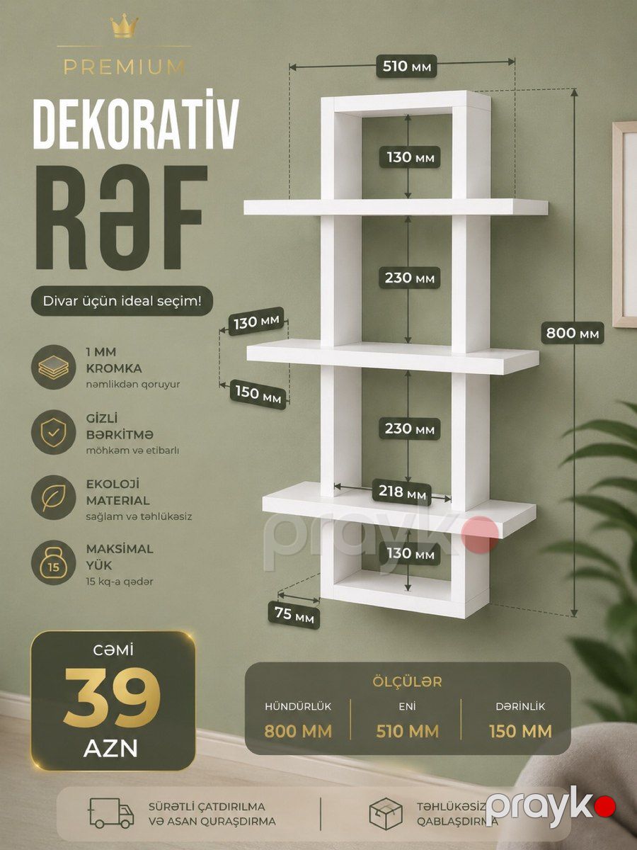 Divar rəfləri — Mebel, Bakı (4)