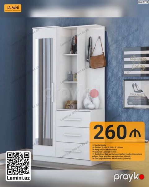 Daxili Dolab – La Mini (Kod: 1719) - Ölçülər: D 45 H 200 E 120 sm — Bakı