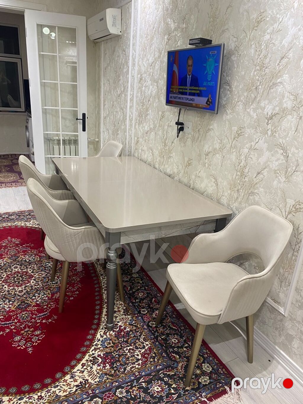 Yemək otağı üçün dizayn kreslosu - Rəng: açıq bej/krem - Material — Kreslolar, Bakı (9)