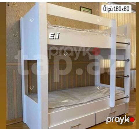İki mərtəbəli uşaq/yataqxana çarpayısı - Ölçü: 180 x 80 (hər mərtəbə) — Saray