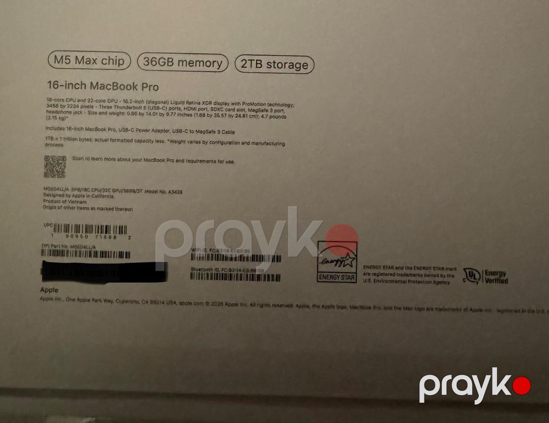 MacBook Pro 16 M5 Max 36GB/2TB — Yeni, istifadə olunmayıb — Noutbuklar, Bakı (3)
