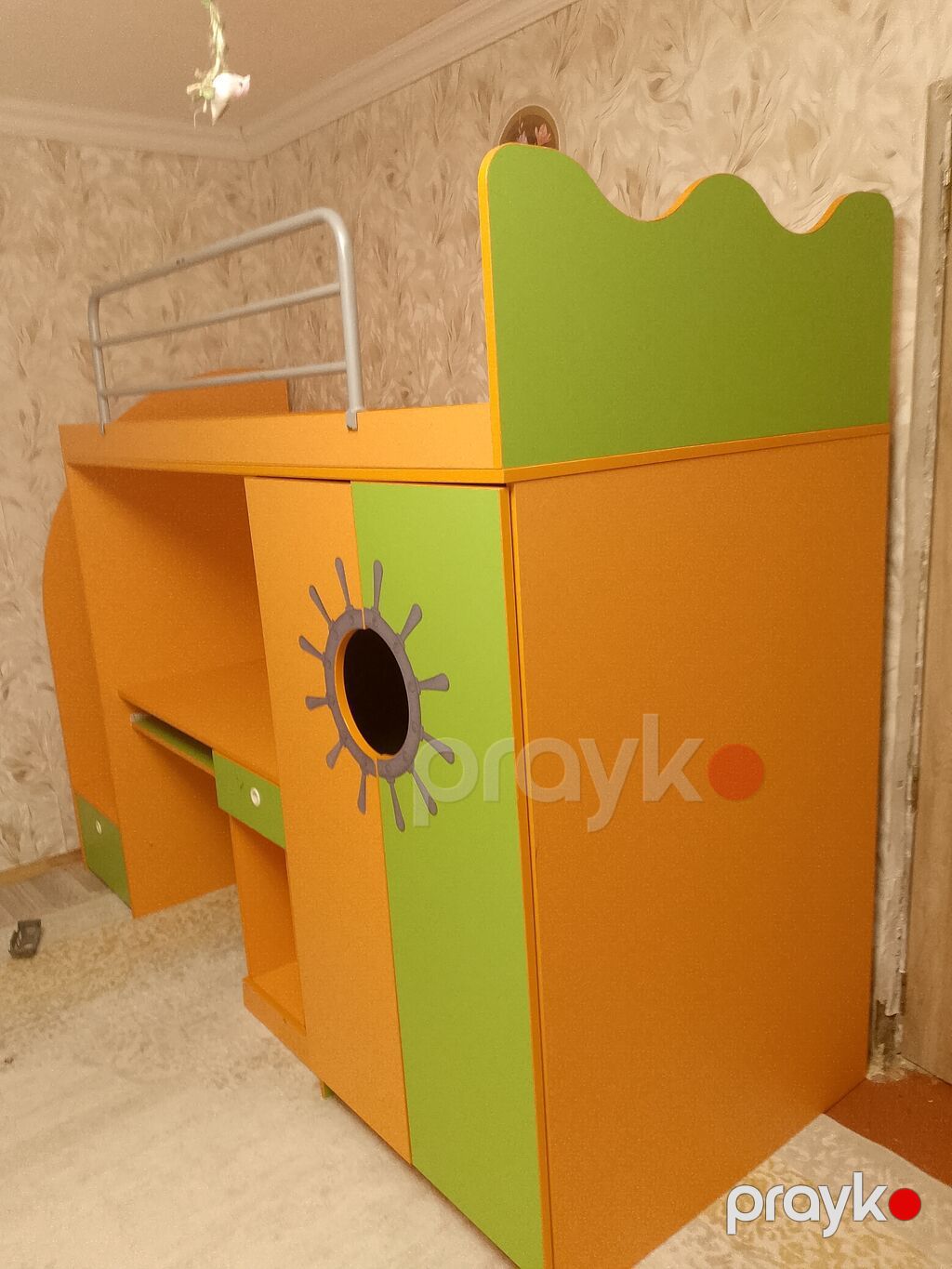 Uşaq üçün çoxfunksiyalı çarpayı-komplekt - Rənglər: narıncı və yaşıl — Uşaq mebeli dəstləri, Sumqayıt (4)