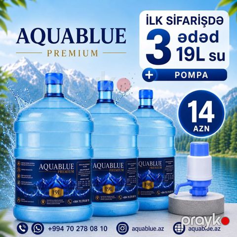 Aquablue Premıum – 19L içməli su - Müasir texnologiya ilə — Novxanı