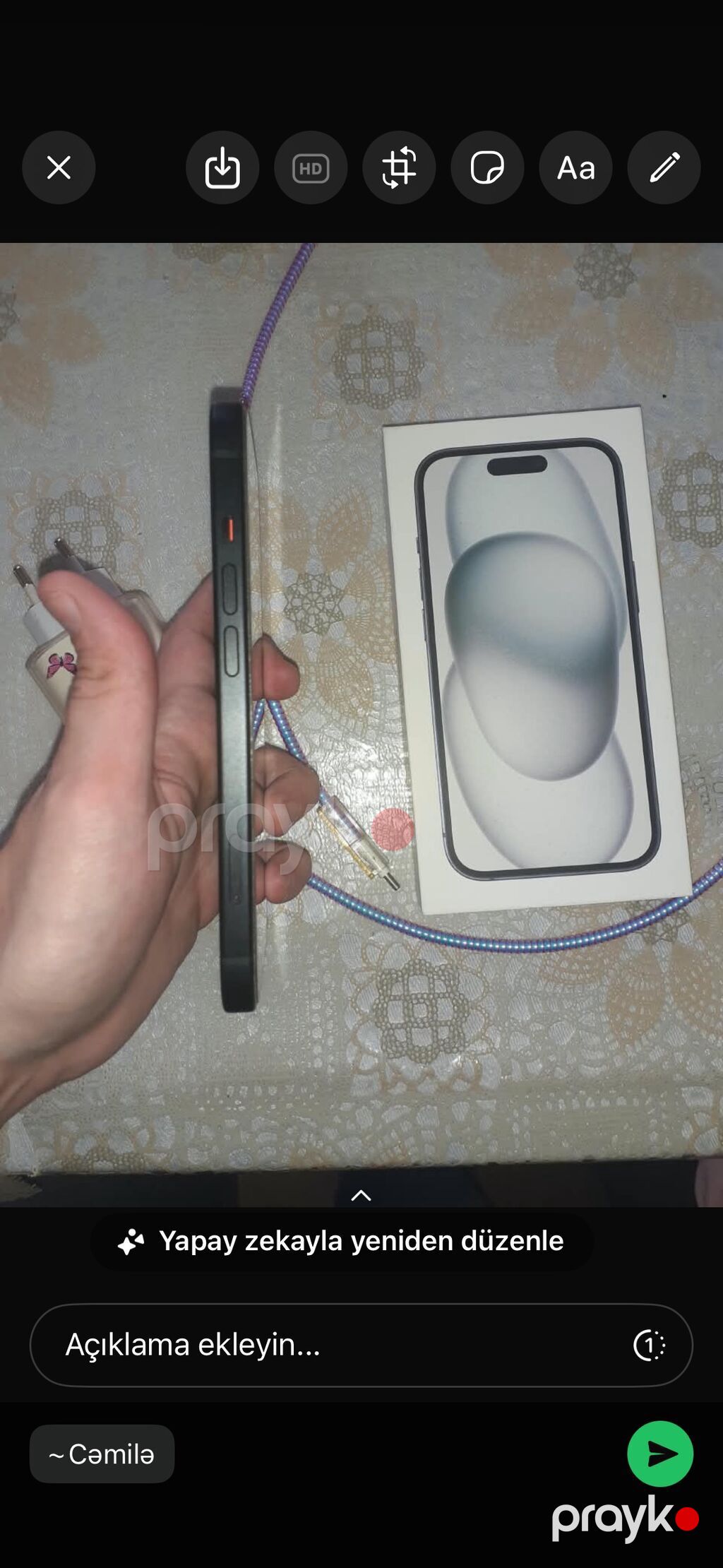 IPhone 15, 128 GB, Qara, Zəmanət, Barmaq izi, Simsiz şarj — Apple iPhone, Qobu (3)