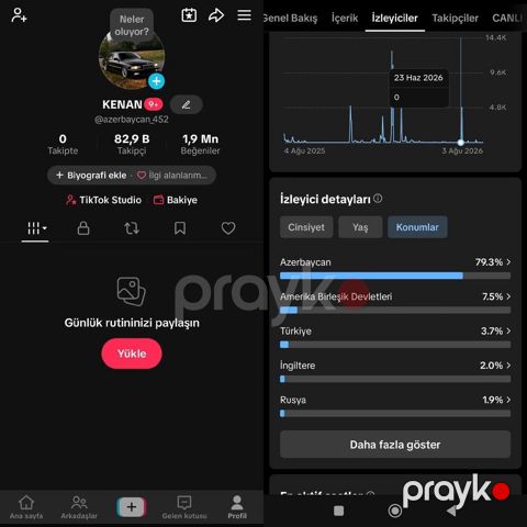TikTok hesabı promo və kontent yerləşdirmə xidməti Hesab məlumatları — Qəbələ