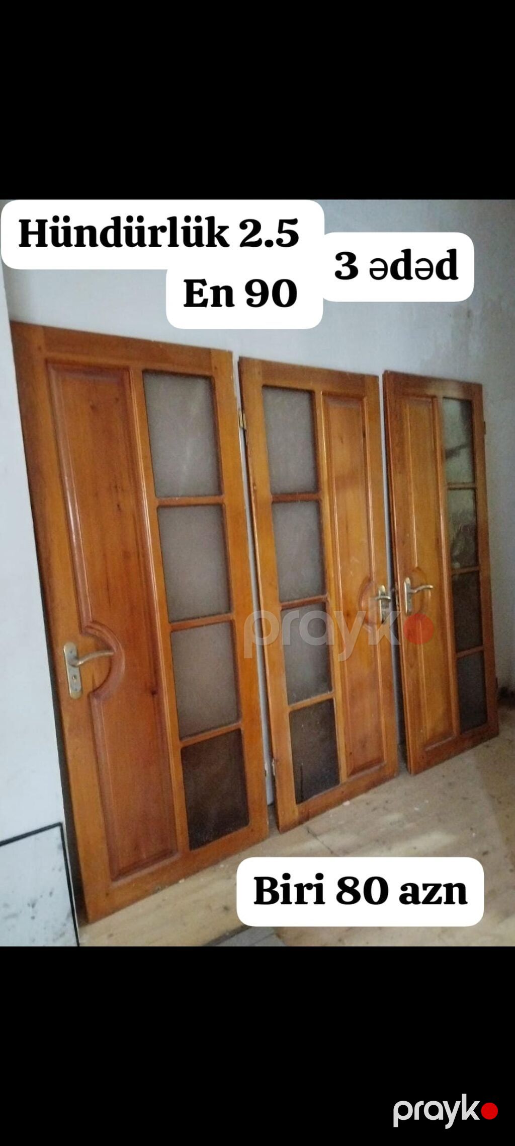 Taxta otaq qapıları – 3 ədəd Ölçülər: - Hündürlük: 2.5 m - En: 90 sm — Pəncərələr, qapılar, balkonlar, Bakı (2)