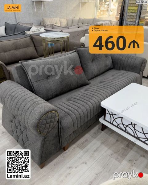 Divan – La Mini - Ölçü: 230 sm - Rəng: tünd boz - Üslub: lakonik və — Bakı