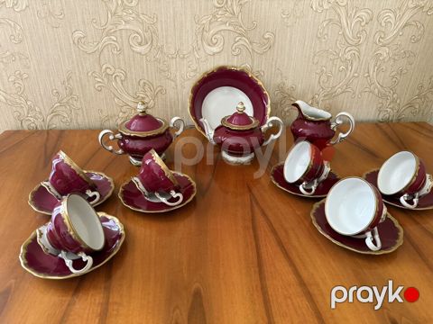 Çay dəsti, rəng - Qırmızı, Weimar, 6 nəfərlik, Almaniya — Fatmayı