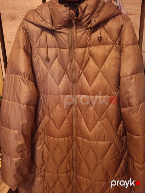 Qadınlar üçün uzun puffer palto – qəhvəyi/karamel rəngi — Sumqayıt