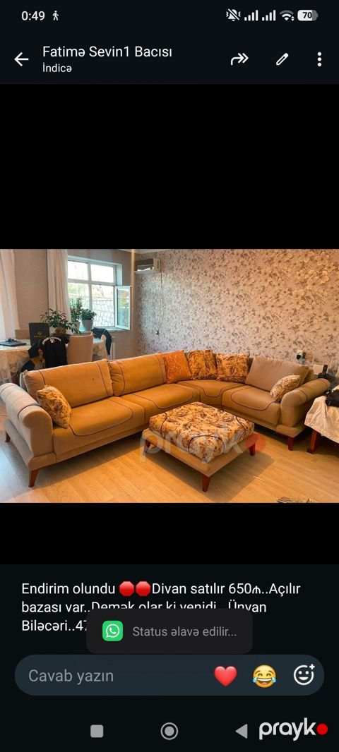 Endirim olundu Divan satılır 650₼. Açılır bazası var. Demək olar ki — Bakı