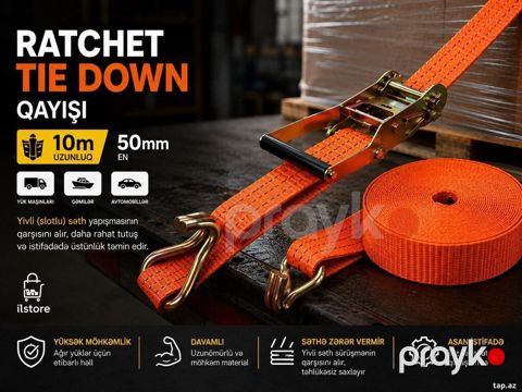 Ratchet Tie Down qayışı Yüklərinizi təhlükəsiz və etibarlı şəkildə — Bakı