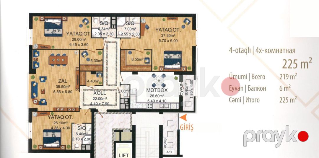 Satılır 4 otaqlı yeni tikili 225 m² — Mənzil, Bakı (5)