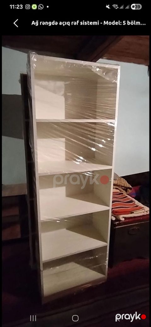 Ağ rəngdə açıq raf sistemi – 5 bölməli model - Rəng: ağ - Tip: açıq — Bakı