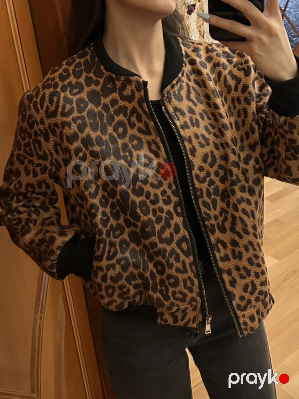 Qadınlar üçün leopard naxışlı bomber gödəkçə(payız ucun) s-m razmer az — Jaketlər, Bakı (2)