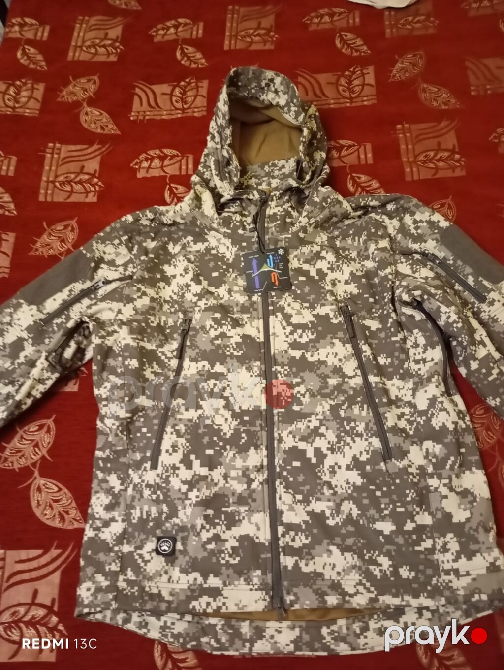 Kamuflyaj naxışlı kapüşonlu softshell qışlıq/keçid mövsümü gödəkçə — İdman geyimi, Bakı (2)