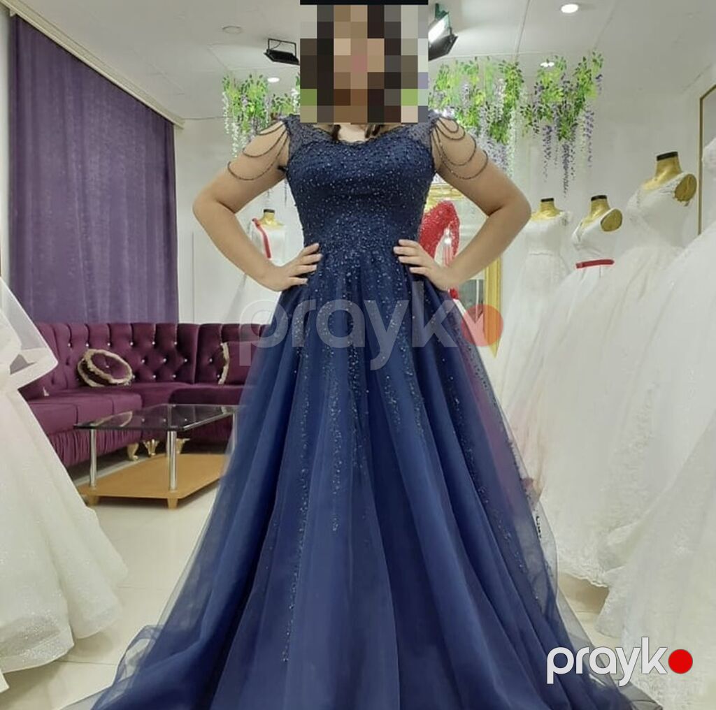 Tünd göy rəngli gecə/libas – bal zalı kəsimli - Model: ofşolder — Axşam paltarları, Bakı (2)