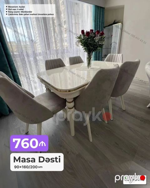 Məhsul: Masa Dəsti - Ölçü: 90×160/200 sm (açılan mexanizm) — Bakı